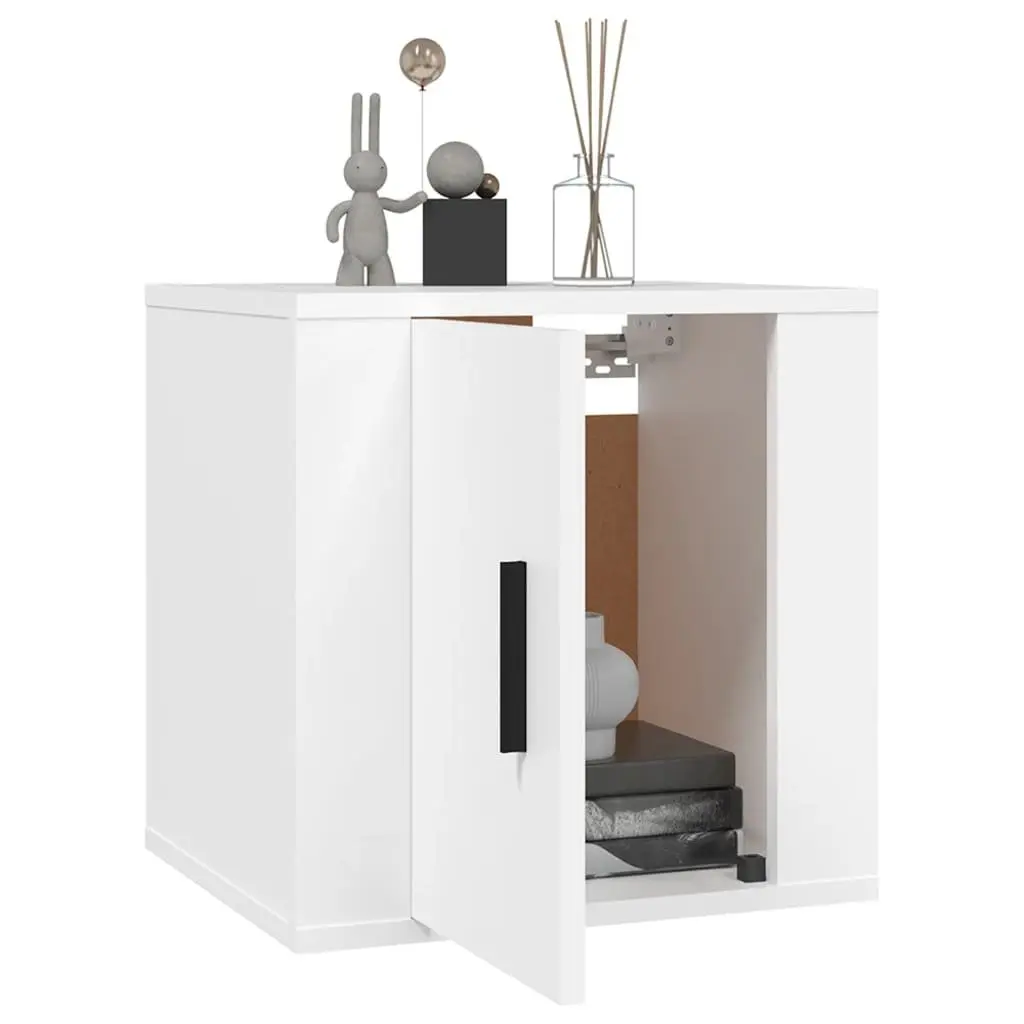 Wall Mounted TV Cabinet 40x34.5x40cm White Storage Display Unit Floating Shelves