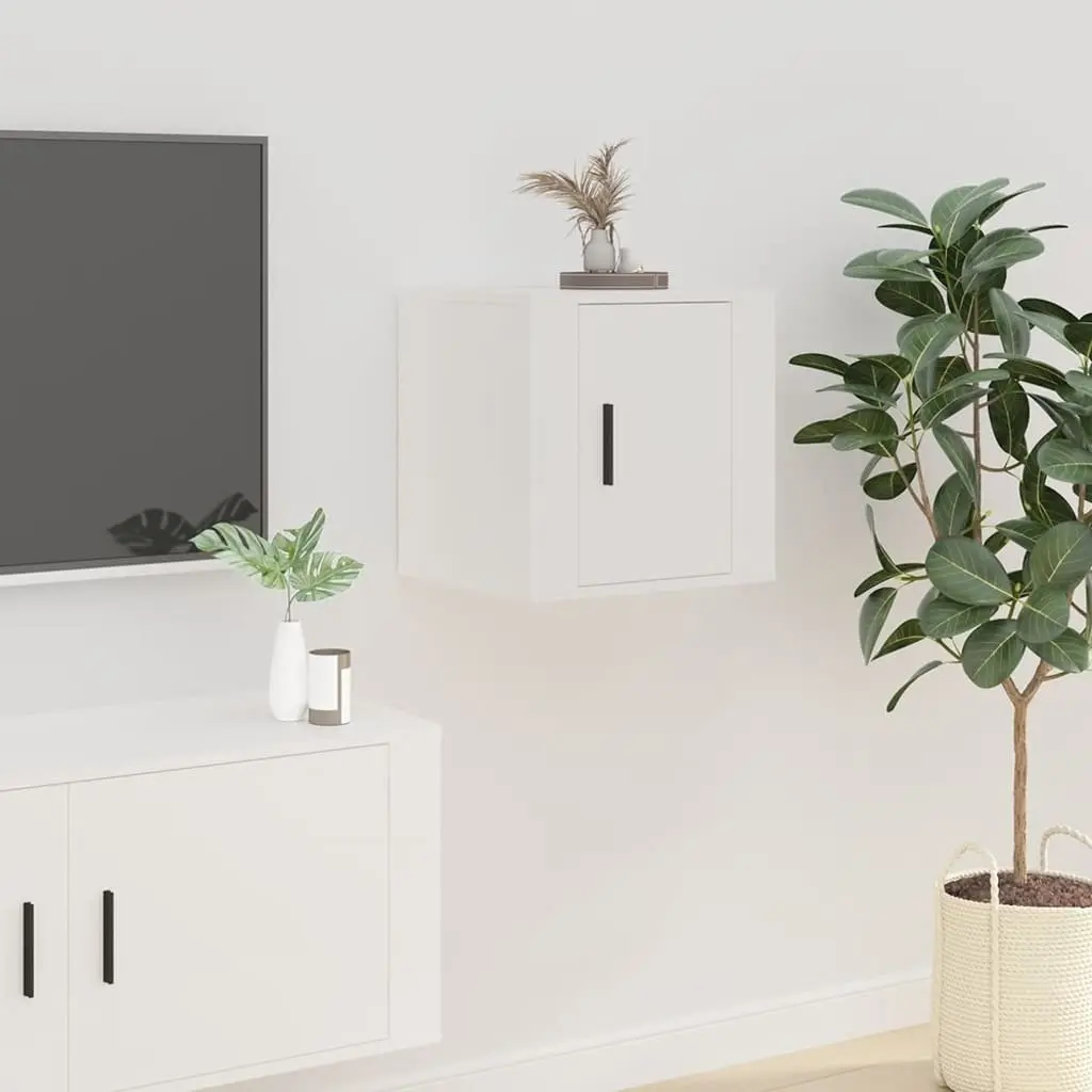 Wall Mounted TV Cabinet 40x34.5x40cm White Storage Display Unit Floating Shelves