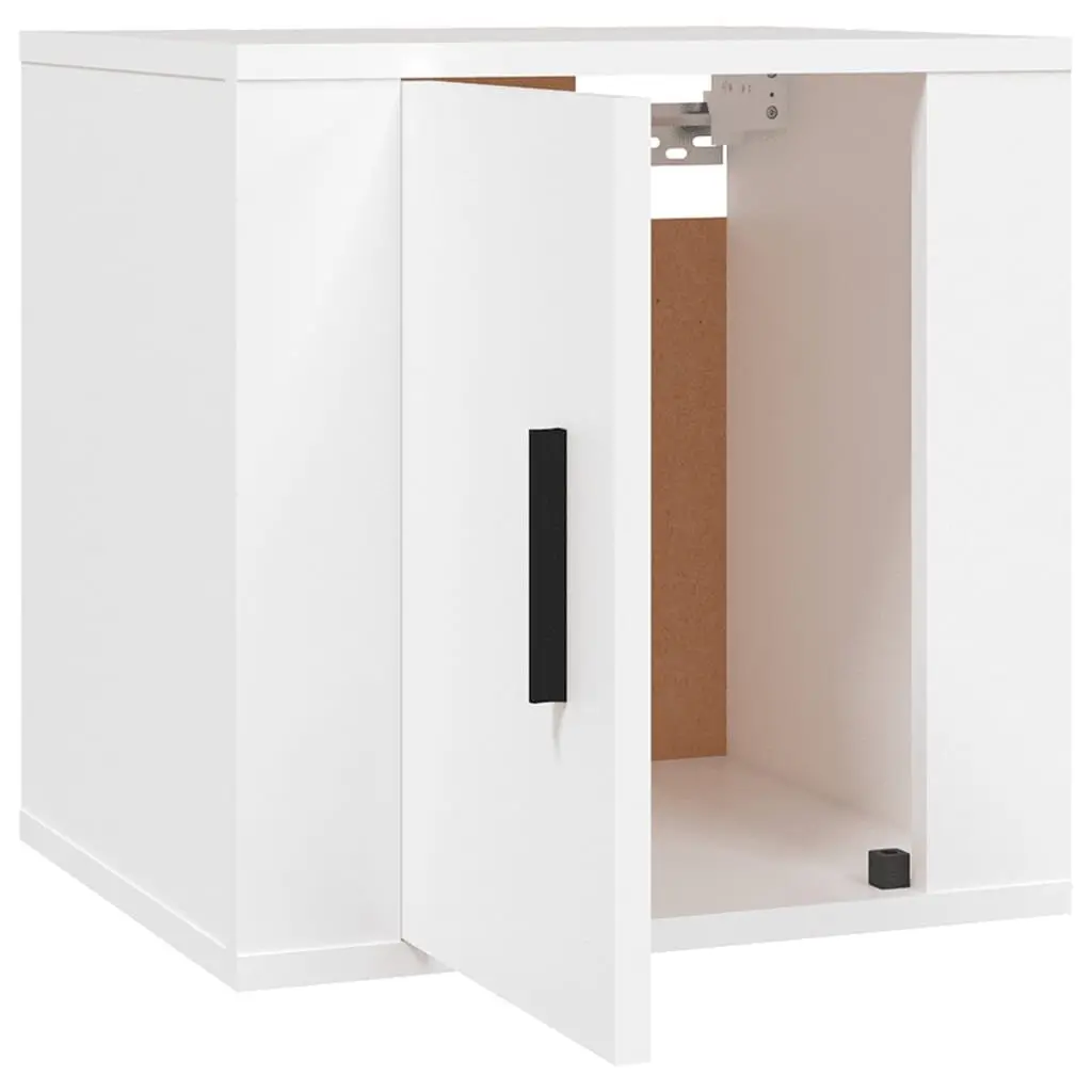 Wall Mounted TV Cabinet 40x34.5x40cm White Storage Display Unit Floating Shelves