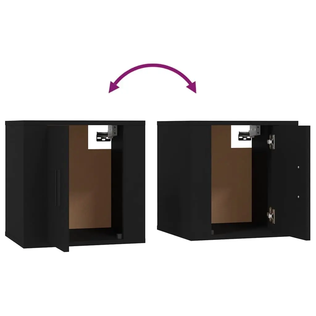Wall Mounted TV Cabinet Black Storage Unit 40 x 34.5 x 40 cm 2 Piece