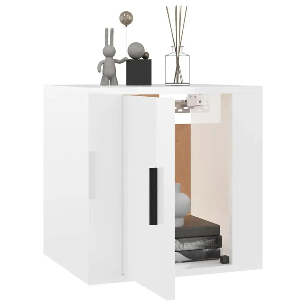 Wall Mounted TV Cabinet White High Gloss 40x34.5x40cm Storage Unit Media Display