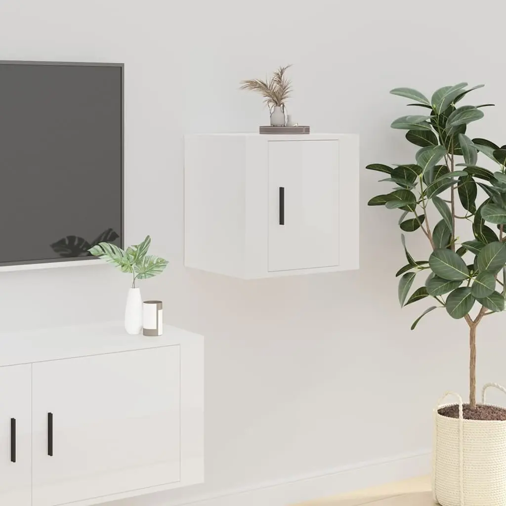 Wall Mounted TV Cabinet White High Gloss 40x34.5x40 cm Storage Unit