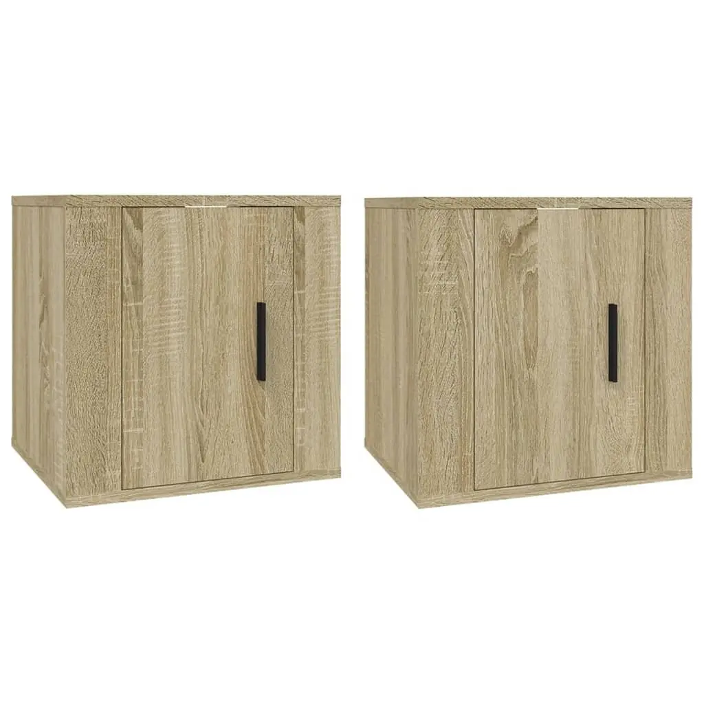 Wall Mounted TV Cabinet Brown Engineered Wood Storage Unit 40x34.5x40cm 2 Piece