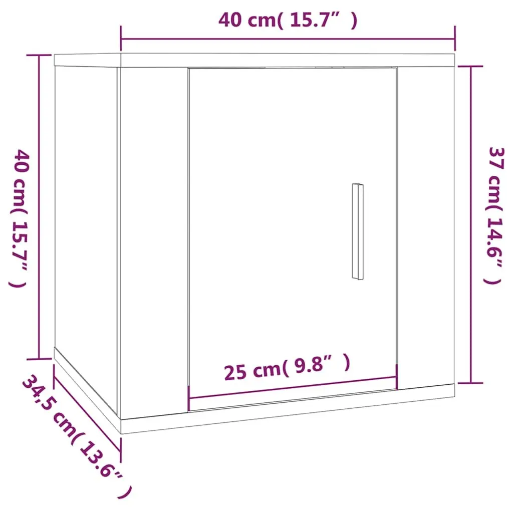 Wall Mounted TV Cabinet Brown Engineered Wood Storage Unit 40x34.5x40cm 2 Piece