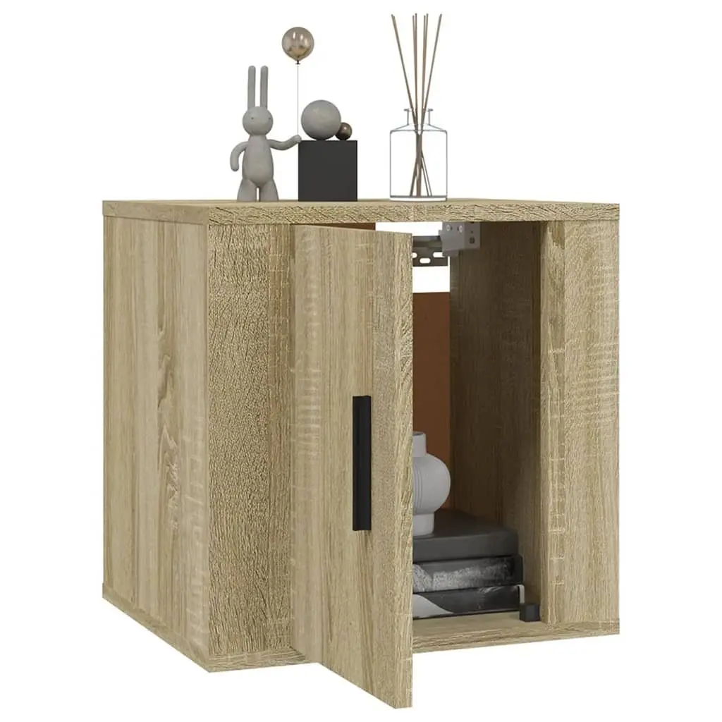 Wall Mounted TV Cabinet Brown Engineered Wood Storage Unit 40x34.5x40cm 2 Piece