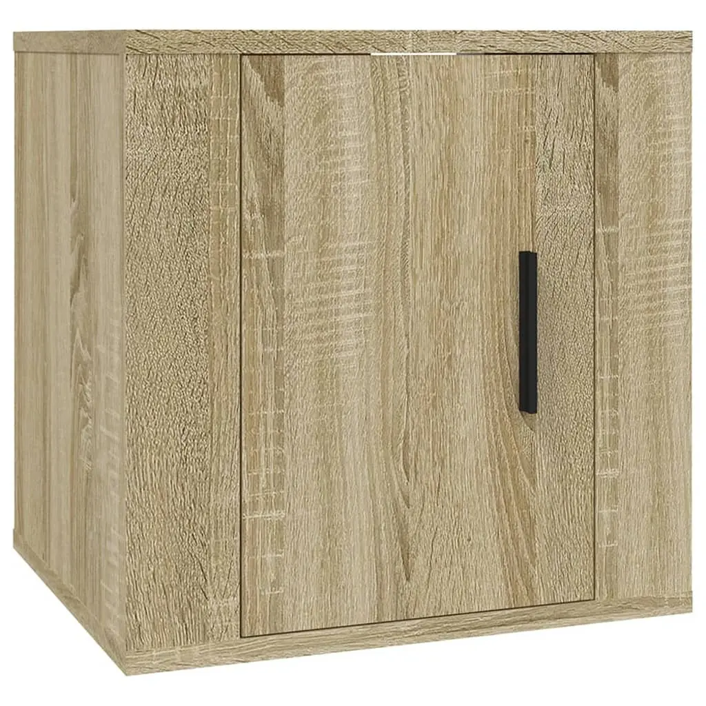 Wall Mounted TV Cabinet Brown Engineered Wood Storage Unit 40x34.5x40cm 2 Piece