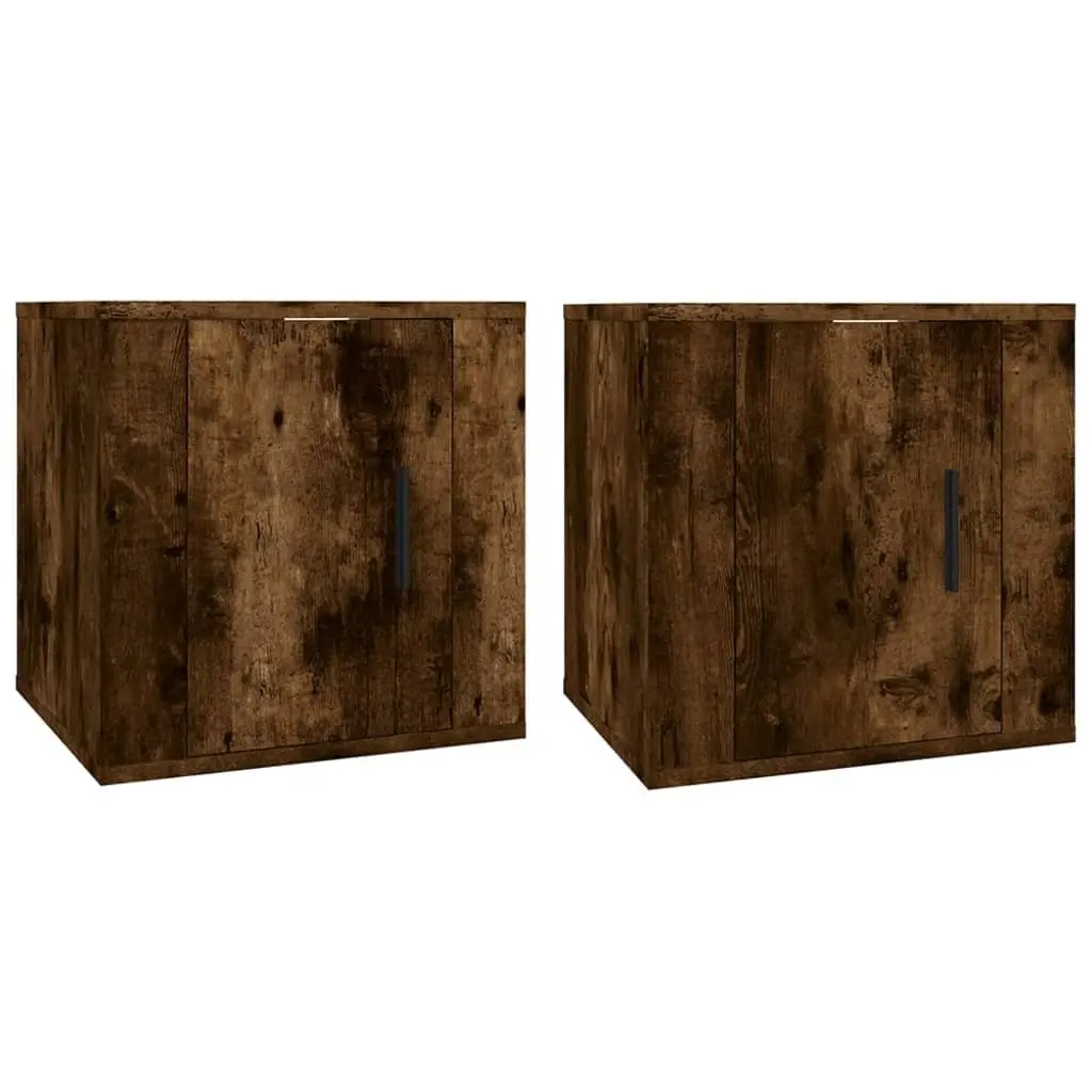 Wall Mounted TV Cabinet Smoked Oak Floating Display Shelf 40 x 34.5 x 40 cm 2 Piece