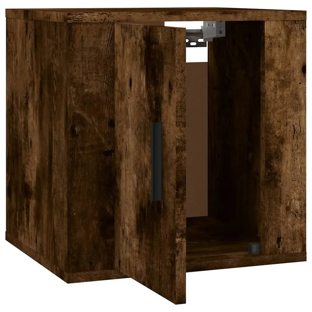 Wall Mounted TV Cabinet Smoked Oak Floating Display Shelf 40 x 34.5 x 40 cm 2 Piece