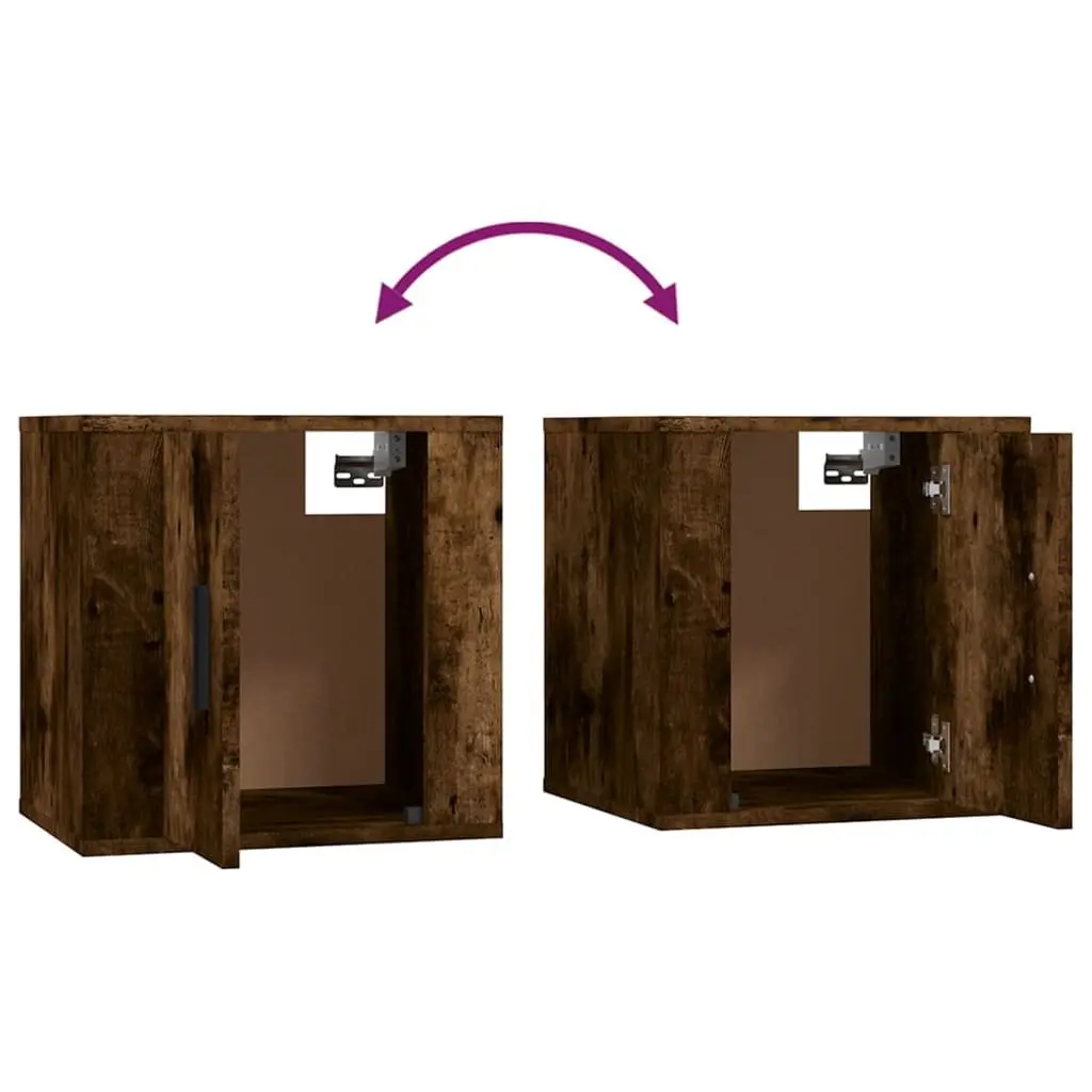 Wall Mounted TV Cabinet Smoked Oak Floating Display Shelf 40 x 34.5 x 40 cm 2 Piece