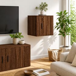 Your Ideal Wall Mounted TV Cabinet in Brown Oak