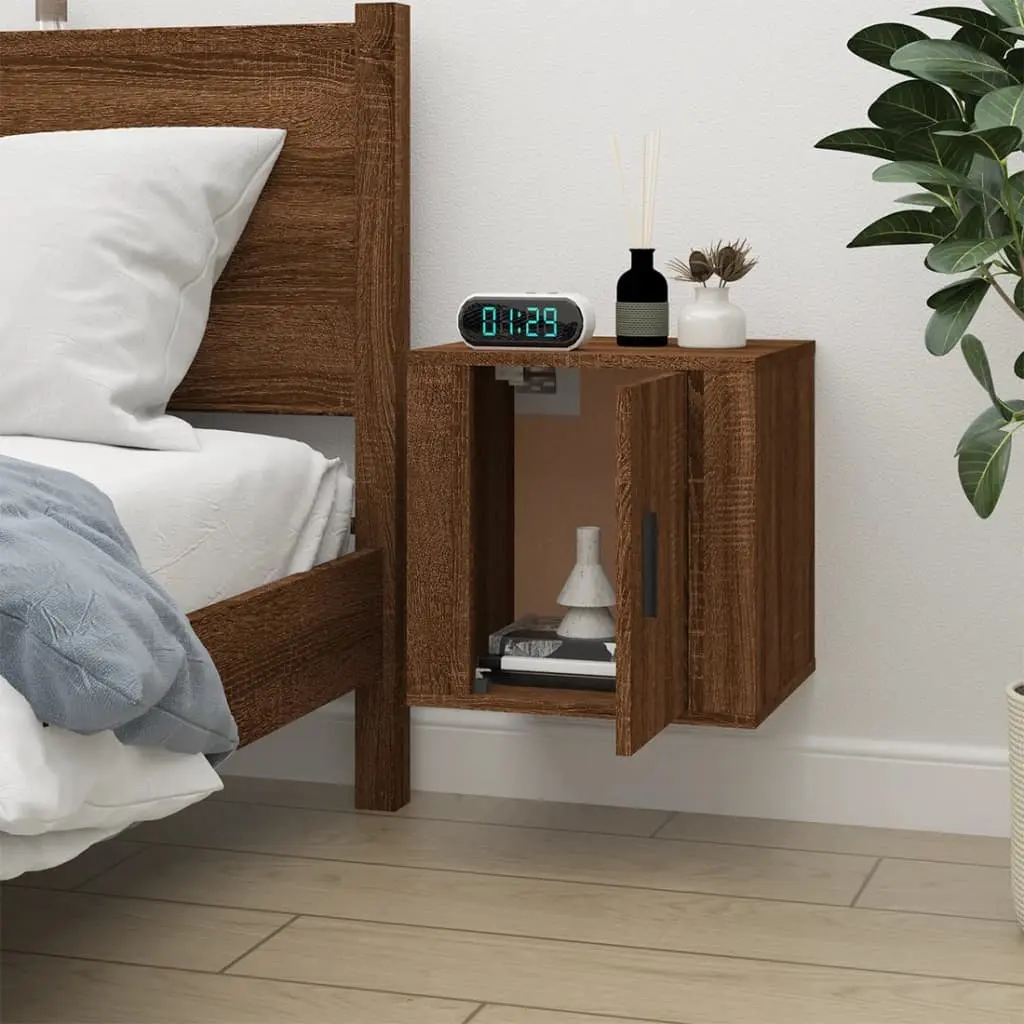 Wall Mounted TV Cabinet Brown Oak Storage Unit 40cm