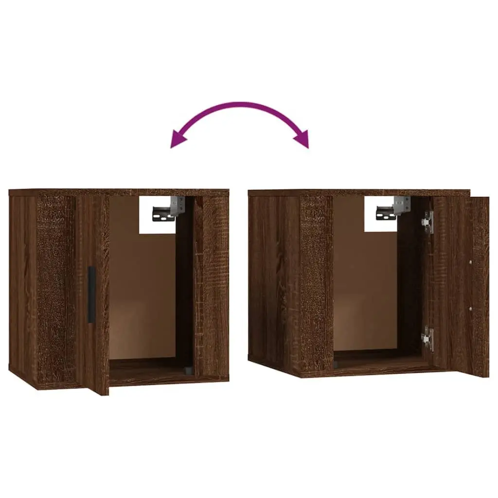 Wall Mounted TV Cabinet Brown Oak Storage Unit 40cm