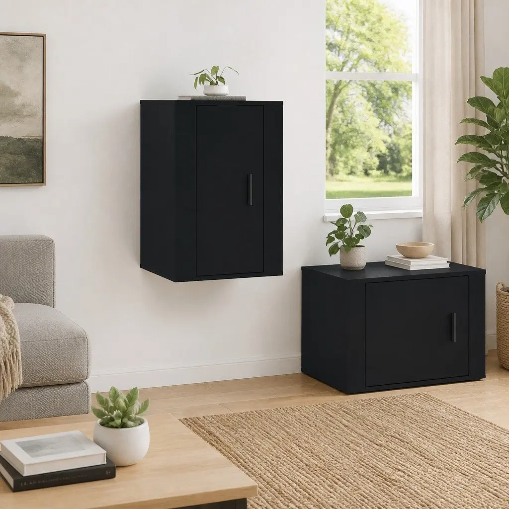 Black Wall Mounted TV Cabinet