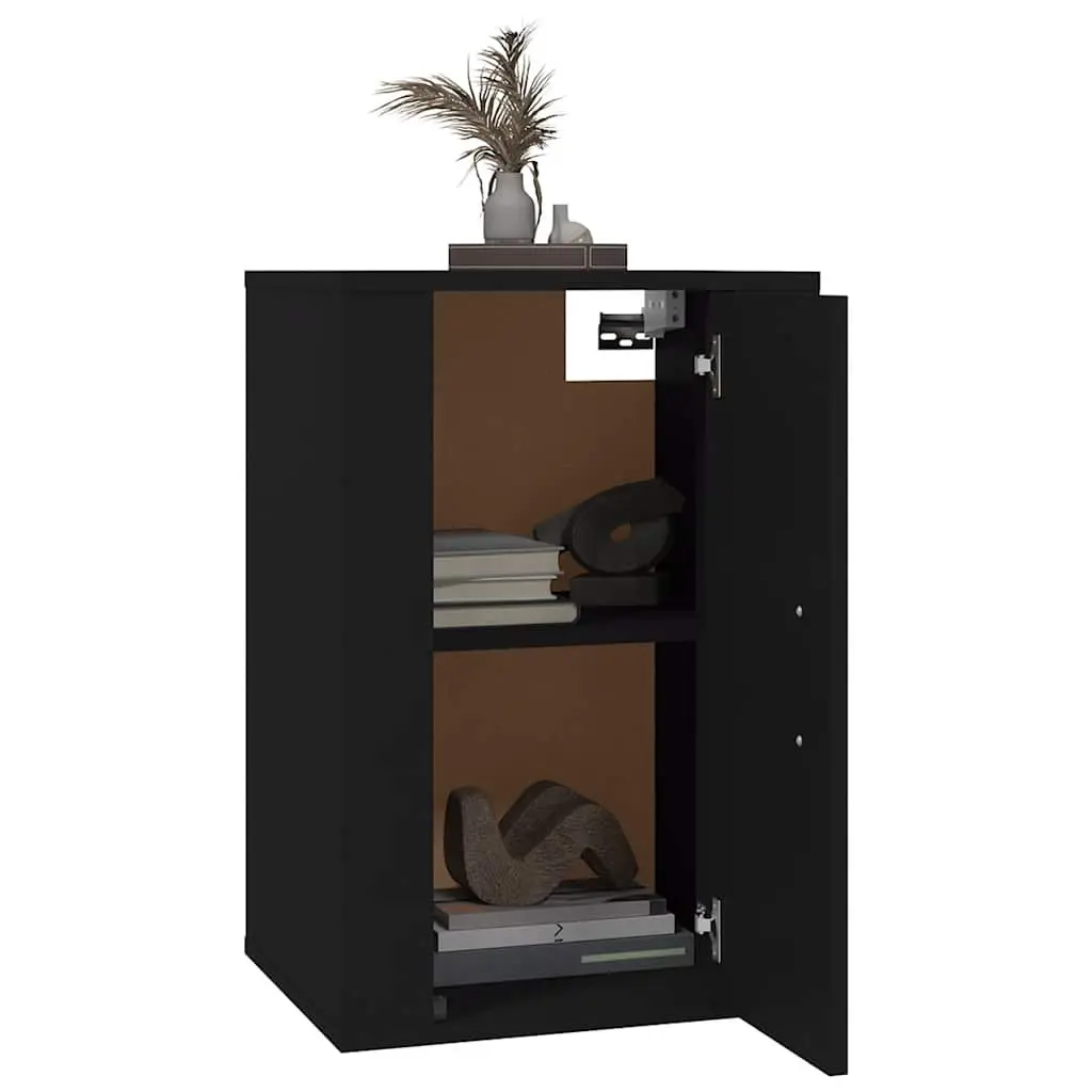 Wall Mounted TV Cabinet Black Storage Unit Media Organiser Display Shelf Home