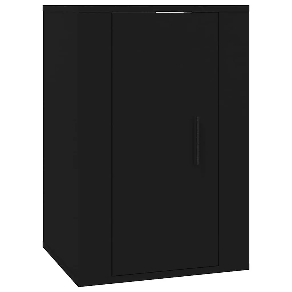 Wall Mounted TV Cabinet Black Storage Unit Media Organiser Display Shelf Home
