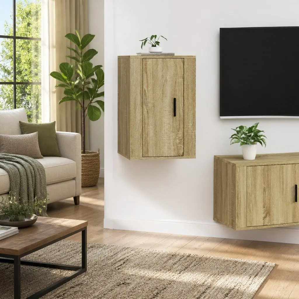 Wall Mounted TV Cabinet Brown Media Storage Unit 40 x 34.5 x 60 cm