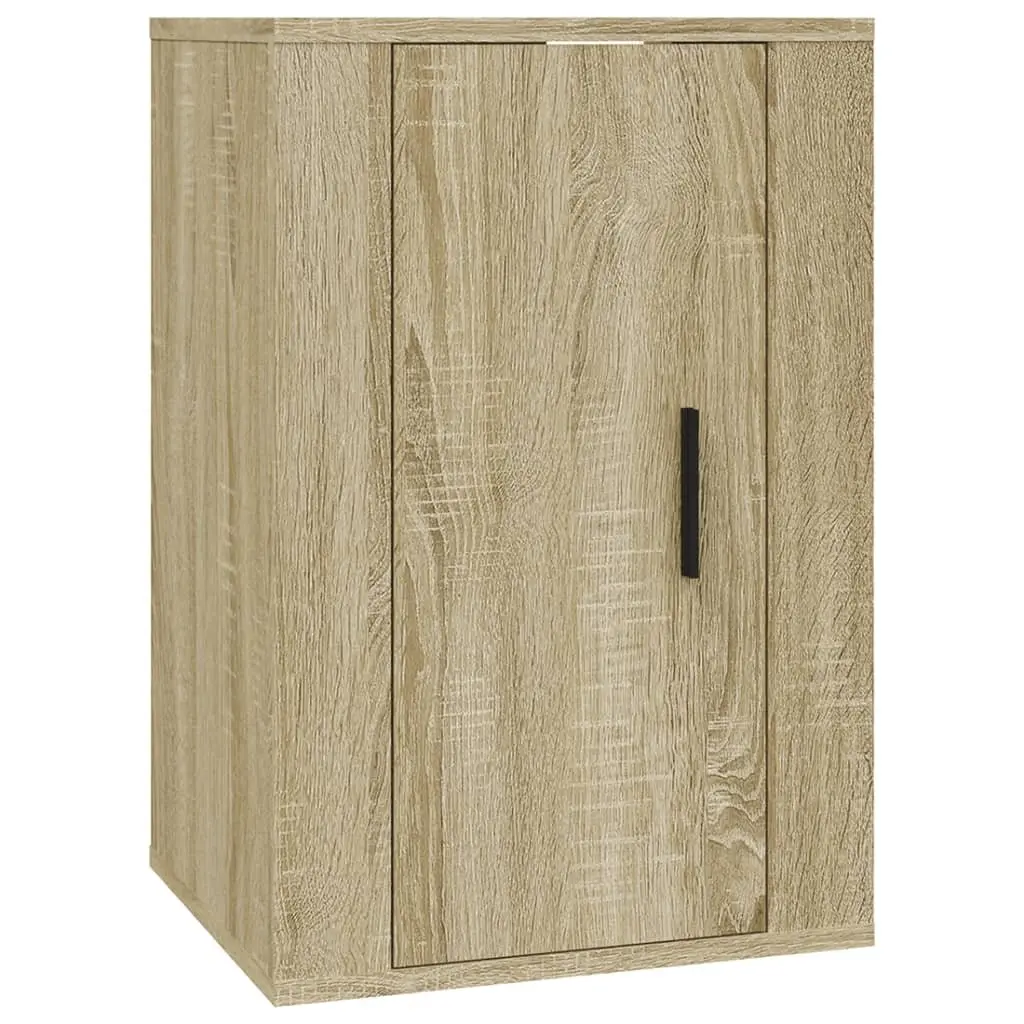 Wall Mounted TV Cabinet Sonoma Oak 2 Pieces Storage Media Unit Floating Display