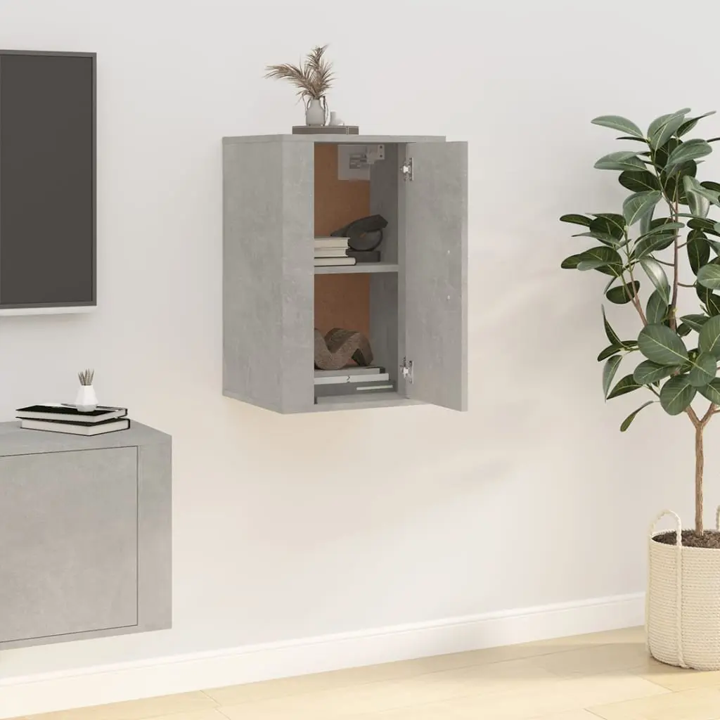 Grey Wall Mounted TV Cabinet Media Storage Unit 40x34.5x60cm