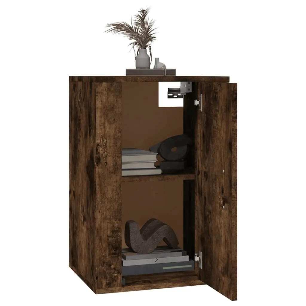 Wall Mounted TV Cabinet Brown Smoked Oak Media Storage Unit 40 x 34.5 x 60 cm
