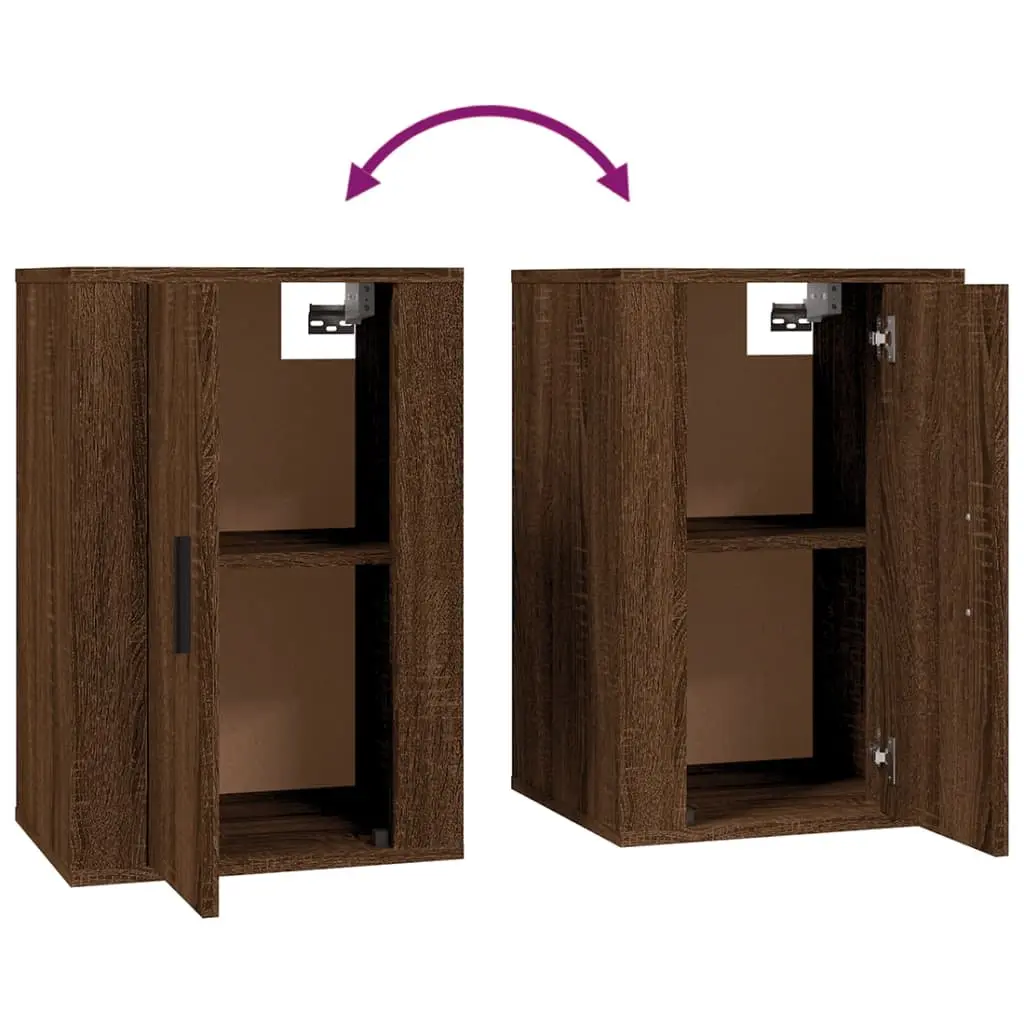 Brown Oak Wall Mounted TV Cabinet