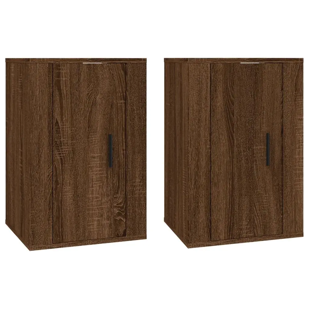 Wall Mounted TV Cabinet Brown Oak Storage Unit 40 x 34.5 x 60 cm