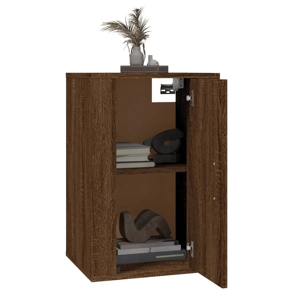 Wall Mounted TV Cabinet Brown Oak Storage Unit 40 x 34.5 x 60 cm