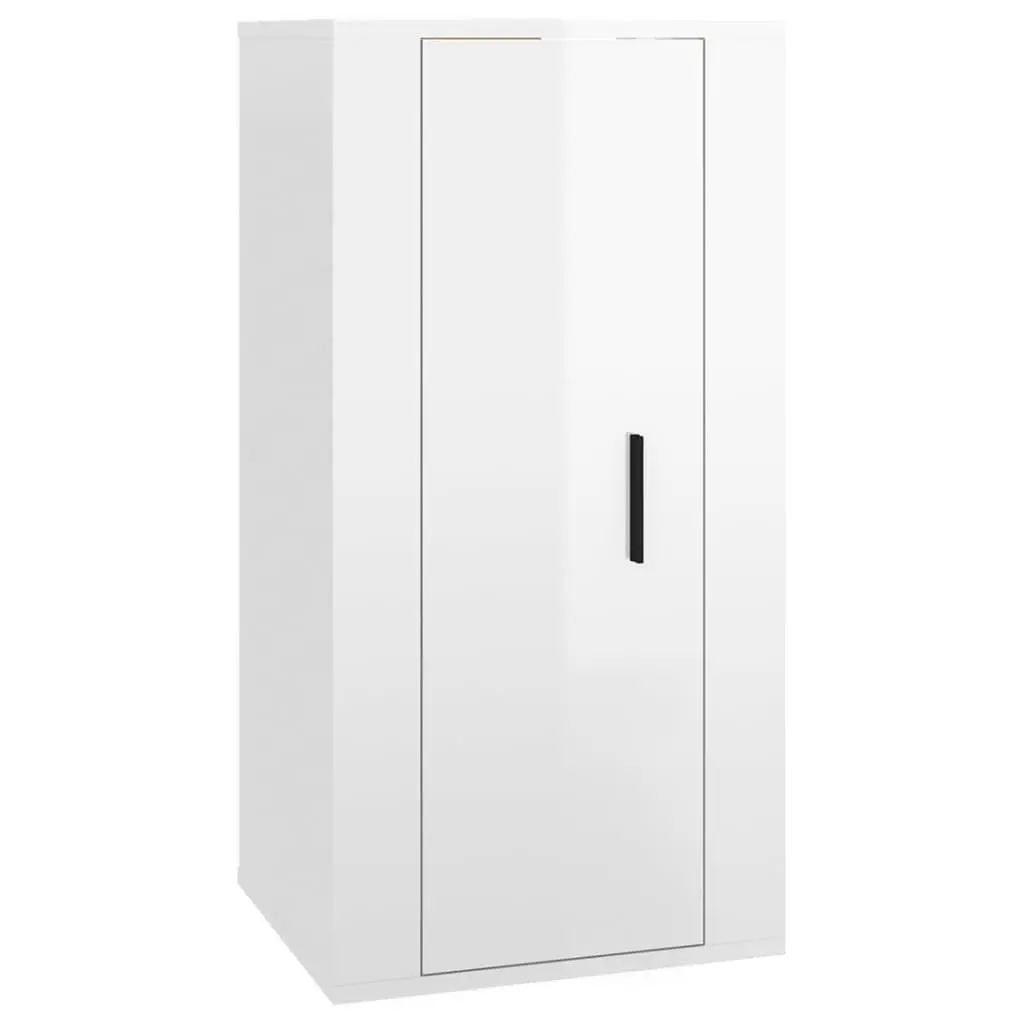 Wall Mounted TV Cabinet White High Gloss 40 x 34.5 x 80 cm