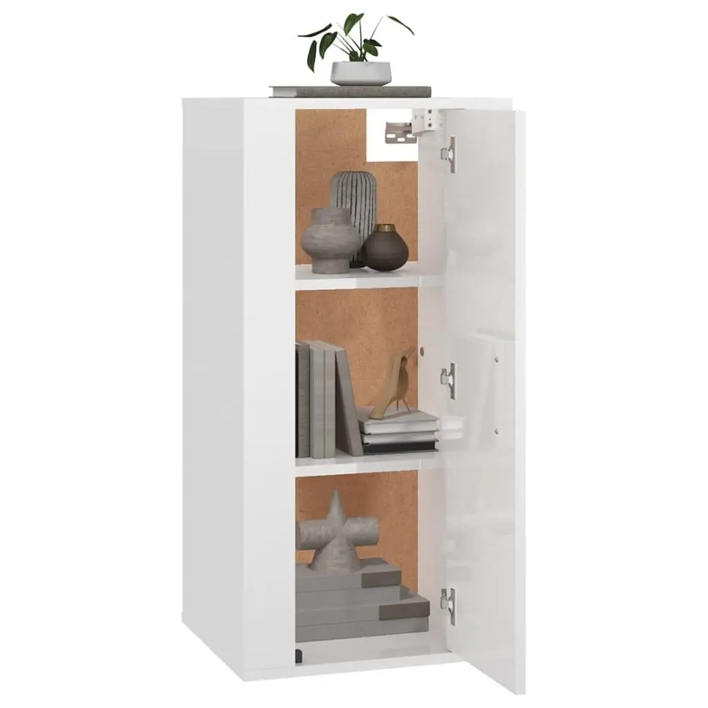 Wall Mounted TV Cabinet White High Gloss 40 x 34.5 x 80 cm