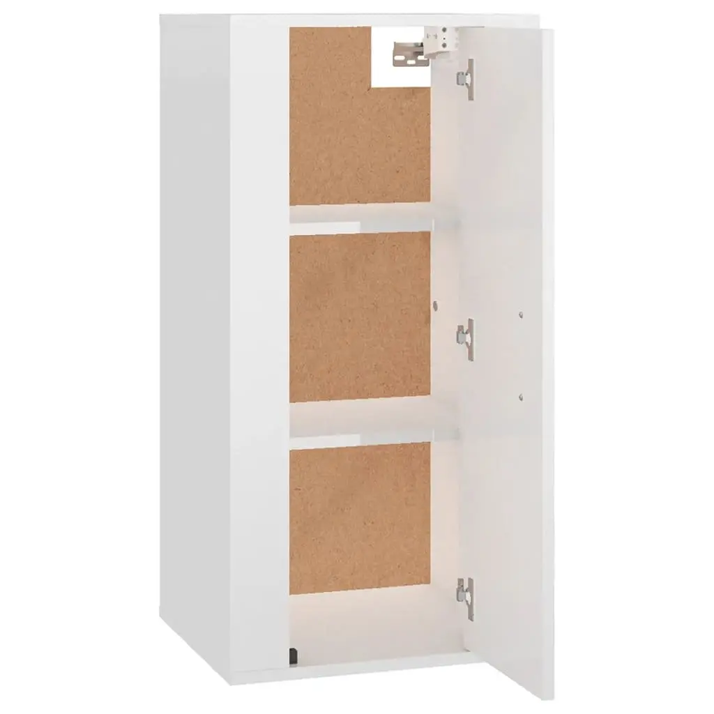 Wall Mounted TV Cabinet White High Gloss 40 x 34.5 x 80 cm