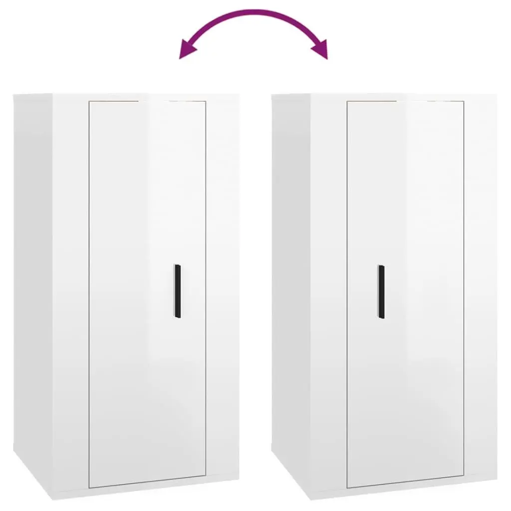 Wall Mounted TV Cabinet White High Gloss 40 x 34.5 x 80 cm
