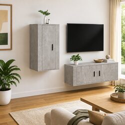 Charming Grey Wall Mounted TV Cabinet for Modern Homes