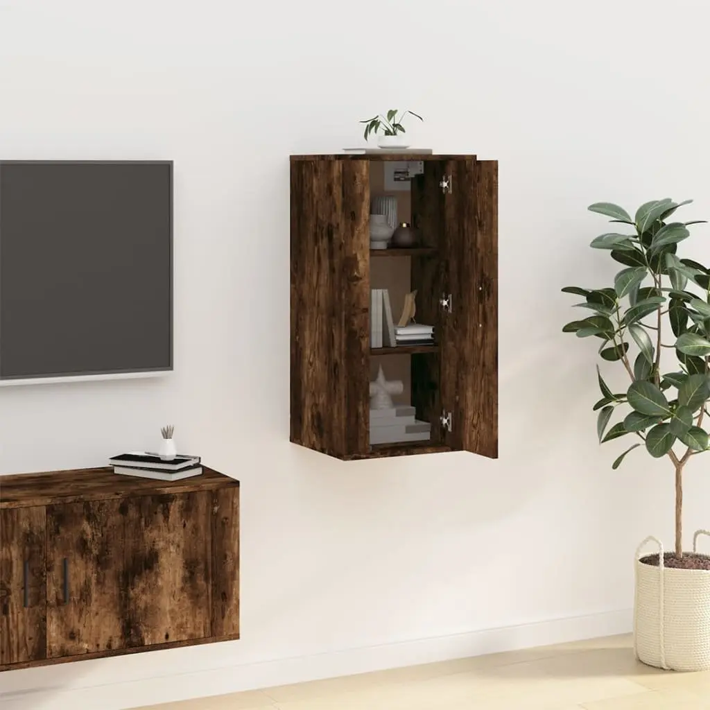 Wall Mounted TV Cabinet Engineered Wood Brown 3 Compartment 40x34.5x80 cm
