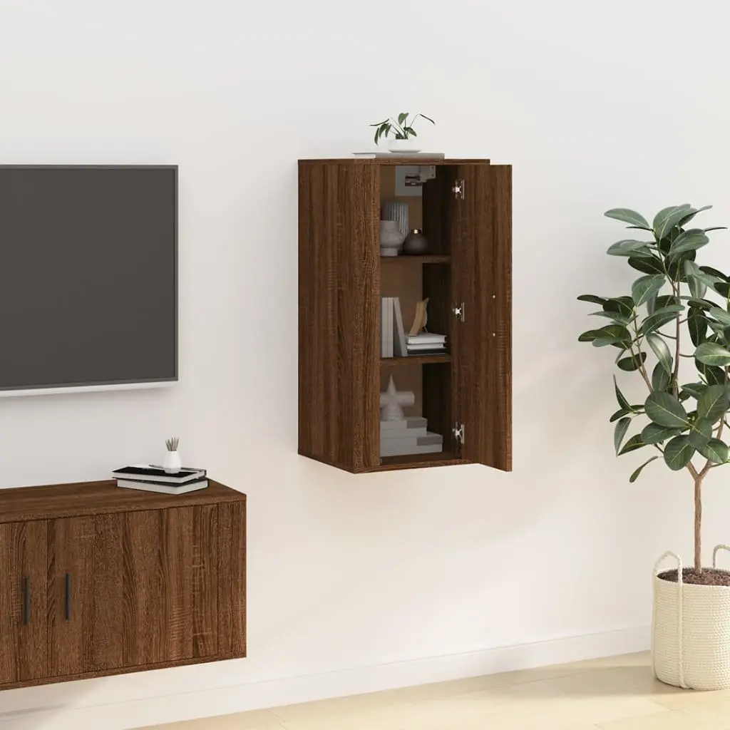 Wall Mounted TV Cabinet Brown Oak Engineered Wood 40x34.5x80 cm
