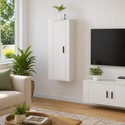 Your Ideal Wall Mounted TV Cabinet - 40x34.5x100cm in White Gloss