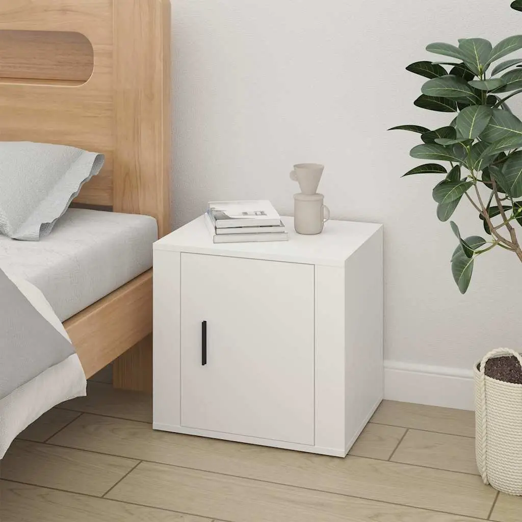 Bedside Cabinets White Engineered Wood Storage Table 50x39x47cm 2 Piece