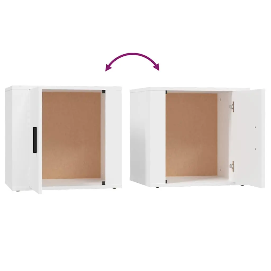 Bedside Cabinets White Engineered Wood Storage Table 50x39x47cm 2 Piece