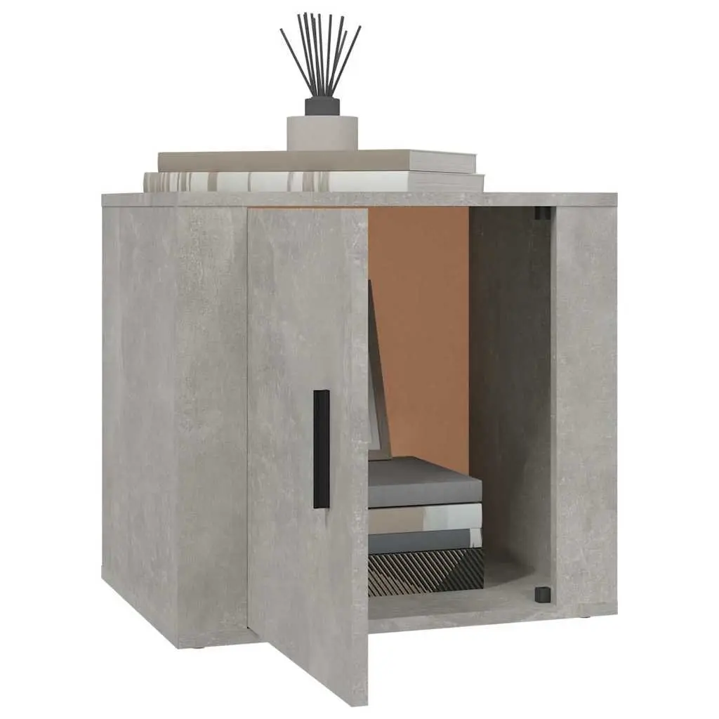 Bedside Cabinet Grey Engineered Wood Storage Unit 50 x 39 x 47 cm