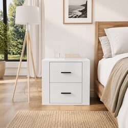 Bedside Cabinet Storage High Gloss White Nightstand Bedroom Side Table Unit