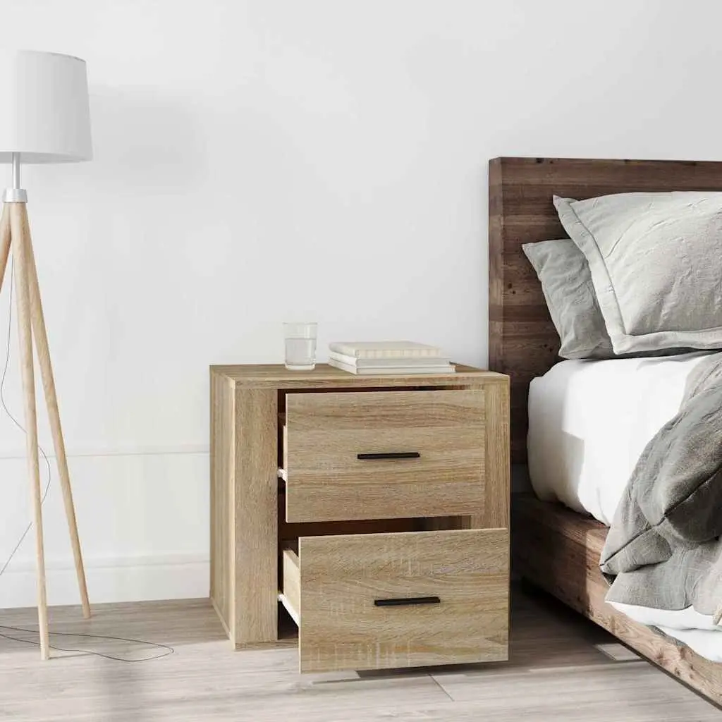 Bedside Table Brown Wooden Compact Nightstand for Storage and Organization