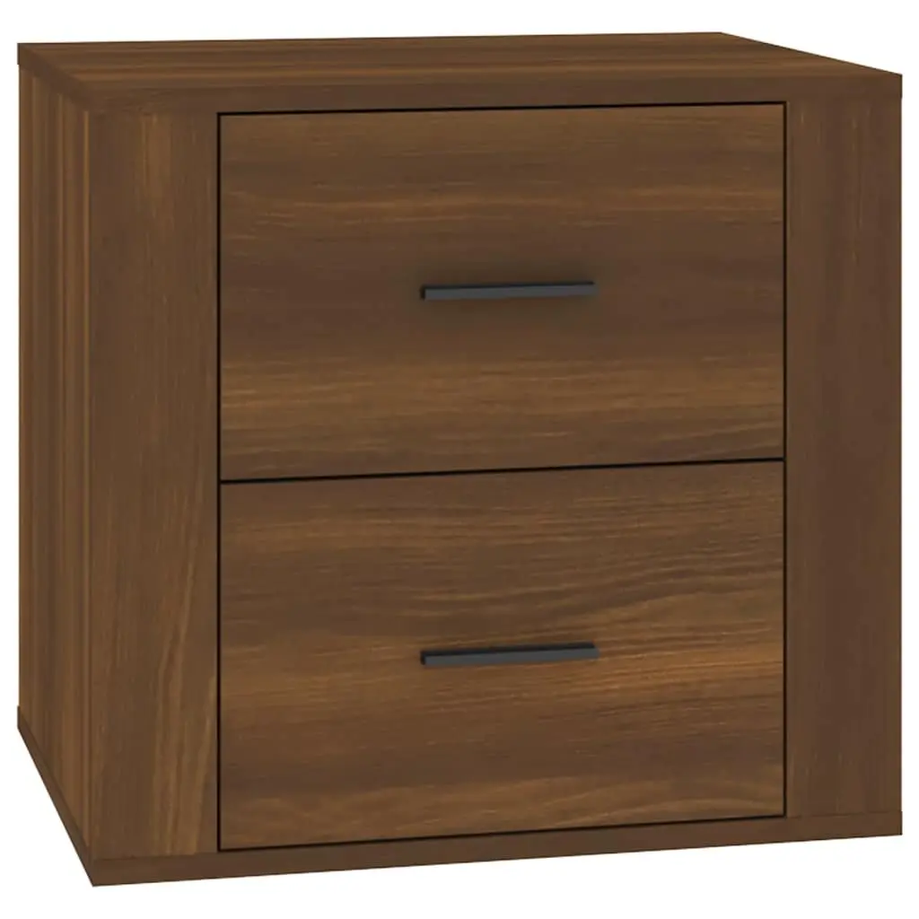 Bedside Cabinet Brown Oak Engineered Wood Storage Organizer 50 x 39 x 47 cm