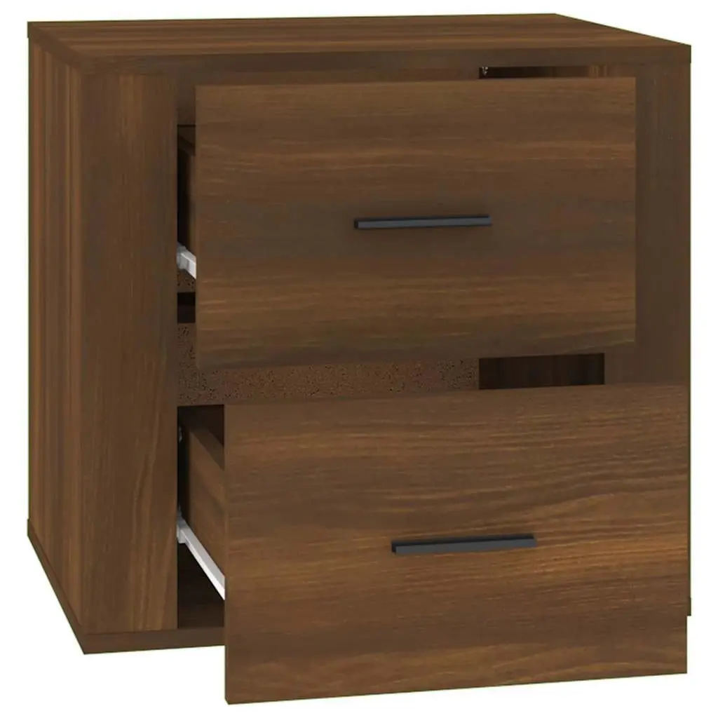 Bedside Cabinet Brown Oak Engineered Wood Storage Organizer 50 x 39 x 47 cm
