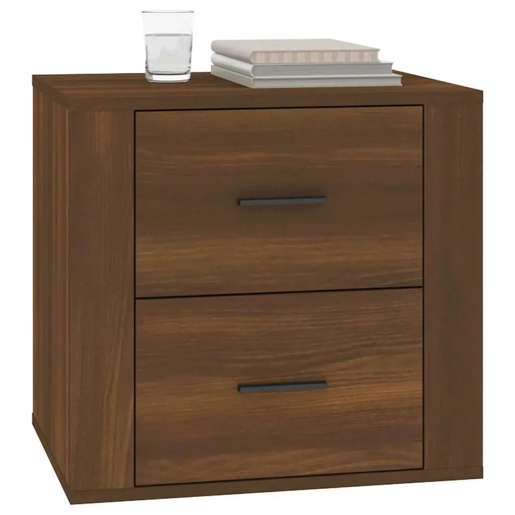 Bedside Cabinet Brown Oak Engineered Wood Storage Organizer 50 x 39 x 47 cm