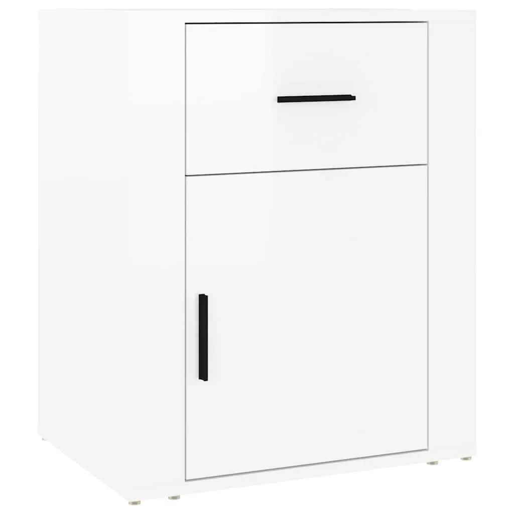 Bedside Cabinet High Gloss White 50x36x60 cm Nightstand with Drawer