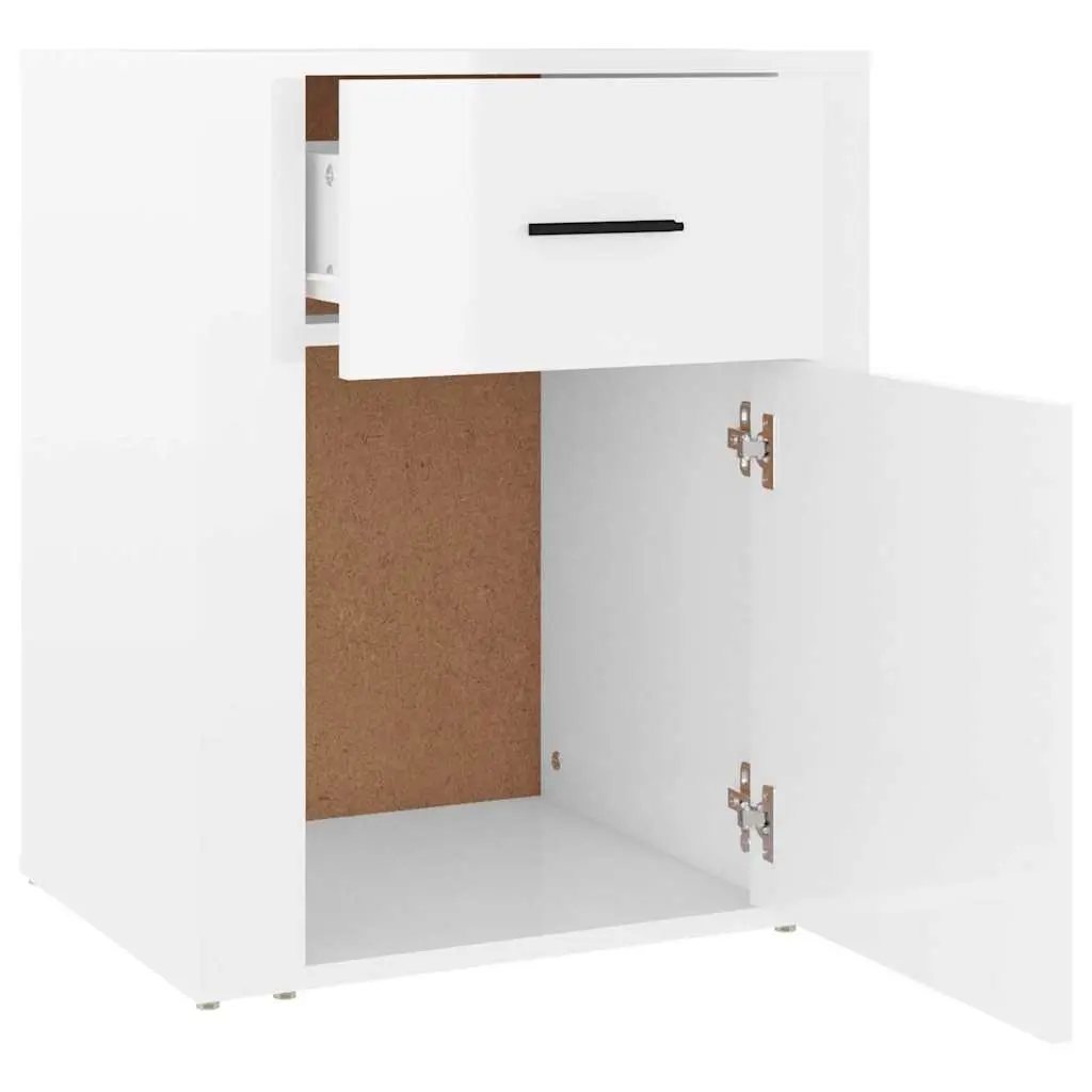 Bedside Cabinet High Gloss White 50x36x60 cm Nightstand with Drawer