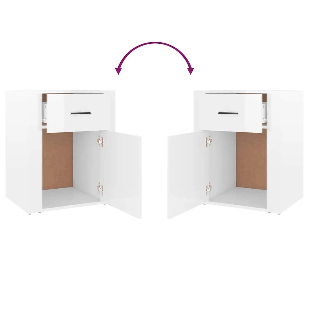 Bedside Cabinet High Gloss White 50x36x60 cm Nightstand with Drawer