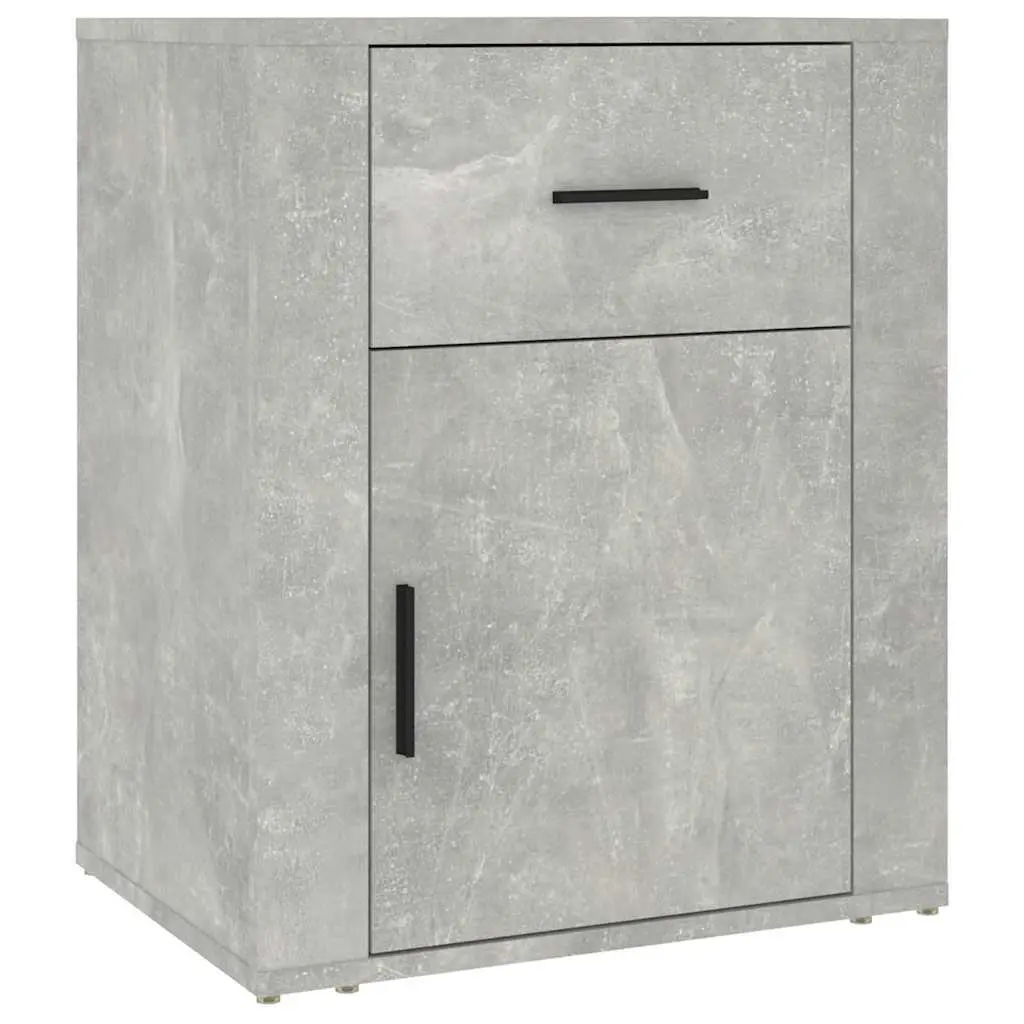 Bedside Cabinet Grey Nightstand Storage Drawer Door Compartment Furniture