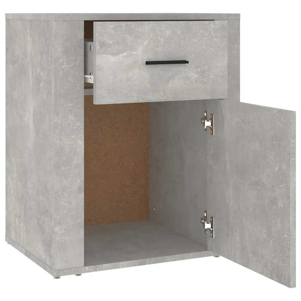 Bedside Cabinet Grey Nightstand Storage Drawer Door Compartment Furniture