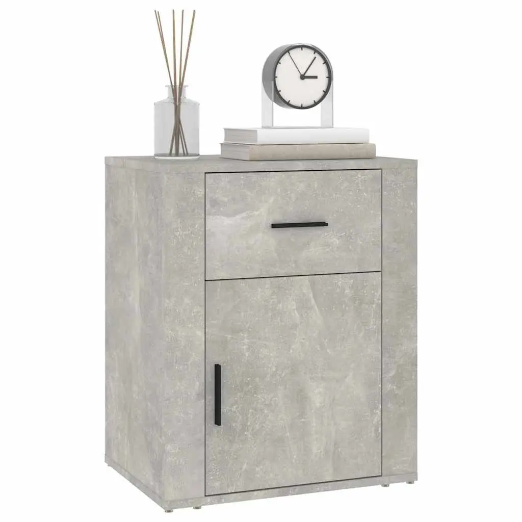 Bedside Cabinet Grey Nightstand Storage Drawer Door Compartment Furniture