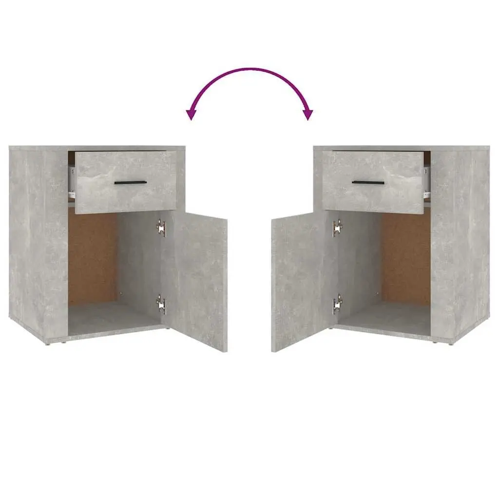 Bedside Cabinet Grey Nightstand Storage Drawer Door Compartment Furniture