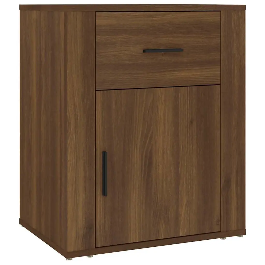 Bedside Nightstand Engineered Wood with Drawer Brown Oak 50x36x60cm